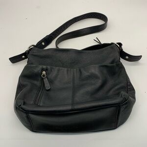 Rolfs Black Pebble Leather Vintage Crossbody Bag